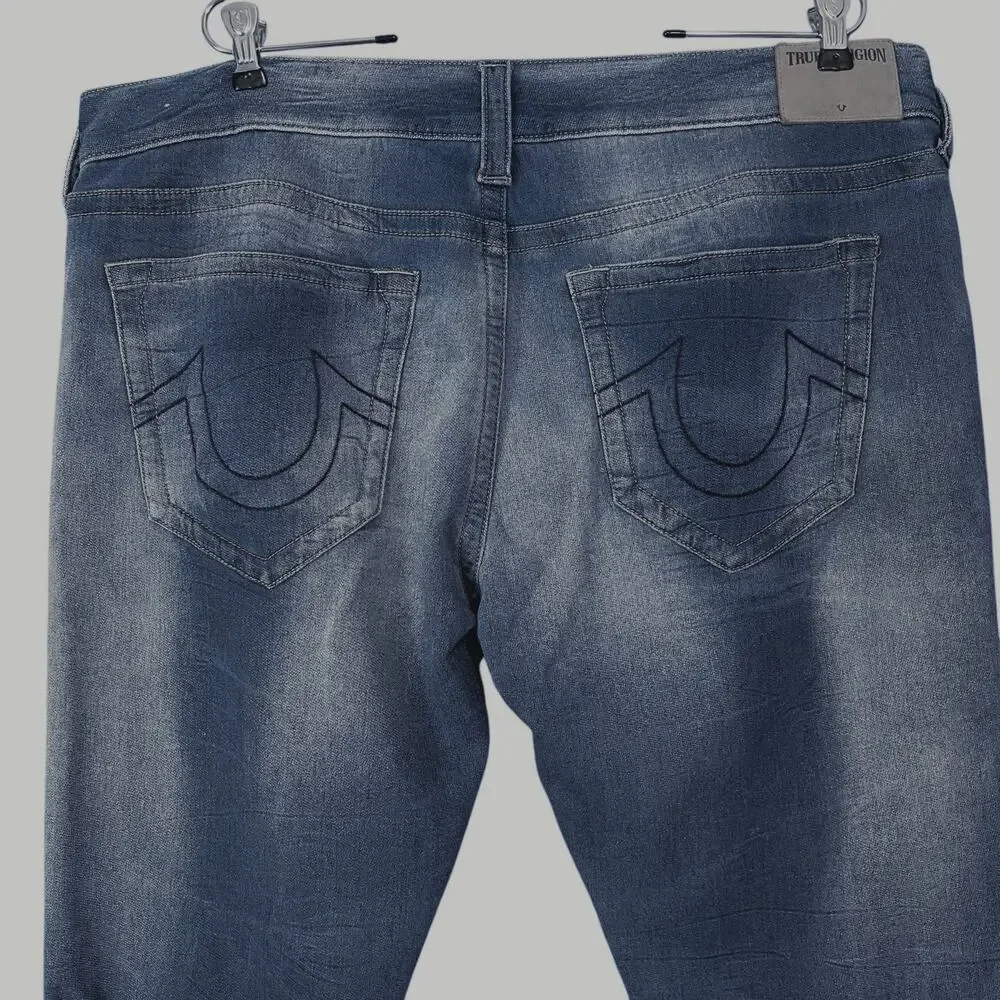 True Religion Geno Relaxed Slim Denim Jeans Medium Wash Men's Size 40